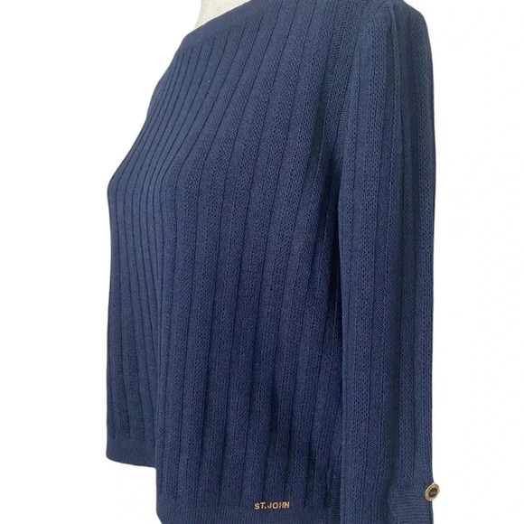 St. John Sport Marie Grey Boat Neck Knit Top - Picture 3 of 7